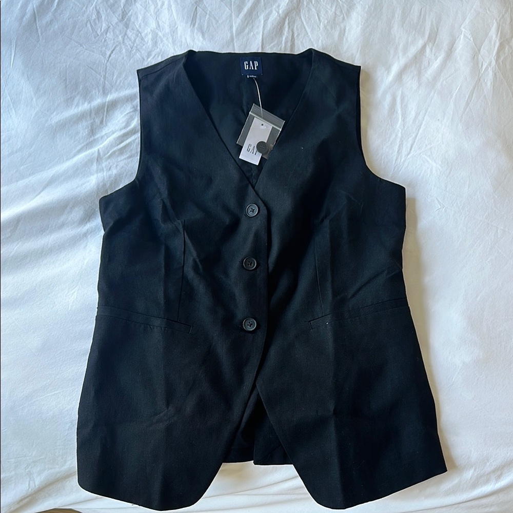 Black Linen Vest